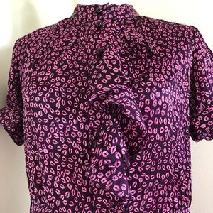 Ceci Tokyo Stylish Pink and Purple Women's Top 100% Silk